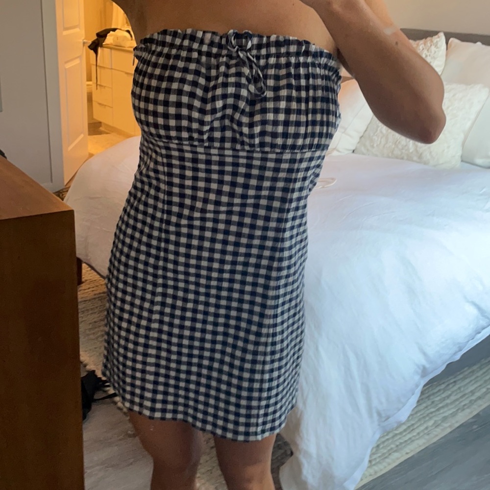 Blue and white patterned summer dress